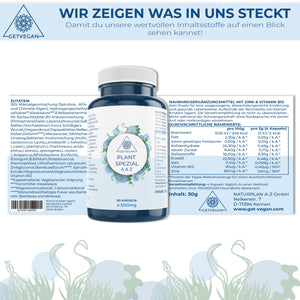 Plant Spezial A&Z - mit Nährstoffen, Pflanzenextrakten & Probiotika - 60 Kapseln