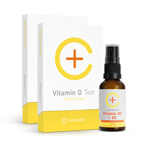 Vitamin-D-Kontrollset: 2 x Vitamin D Test + Vitamin D3 Präparat