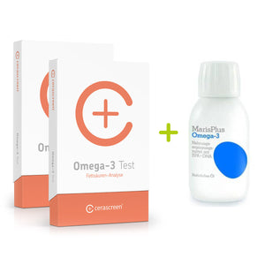 Omega Kontrollset - 2x Omega-3 Test + Omega-3 Präparat